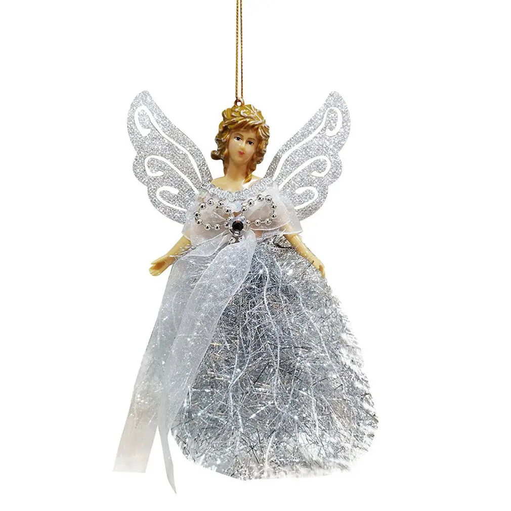 

Подвеска в виде маленькой принцессы ангела в виде рождественской елки с серебряными крыльями для рождественских украшений орнамент с рожд...