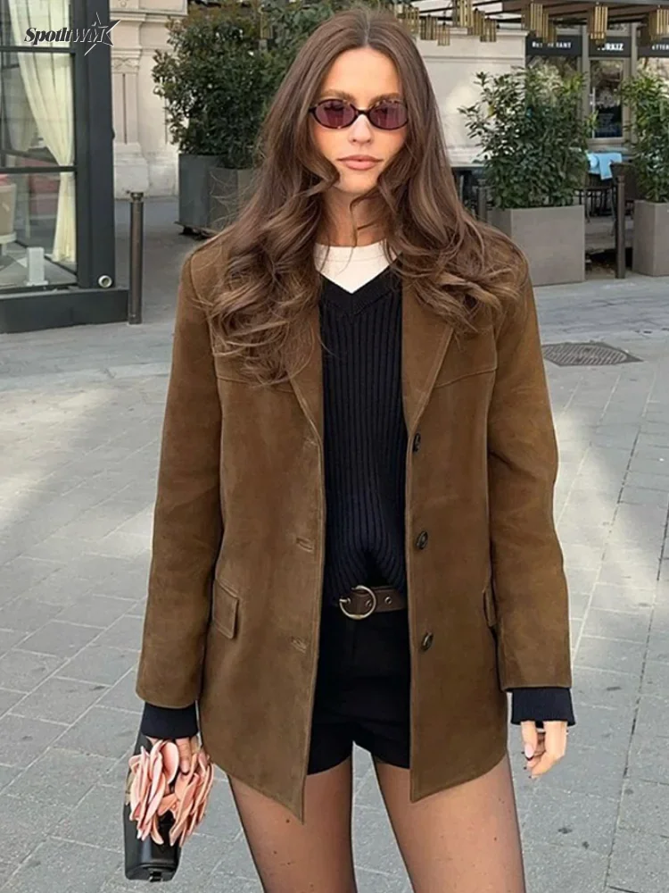 Винтажный женский костюм с воротником лацканами пальто модная однобортная