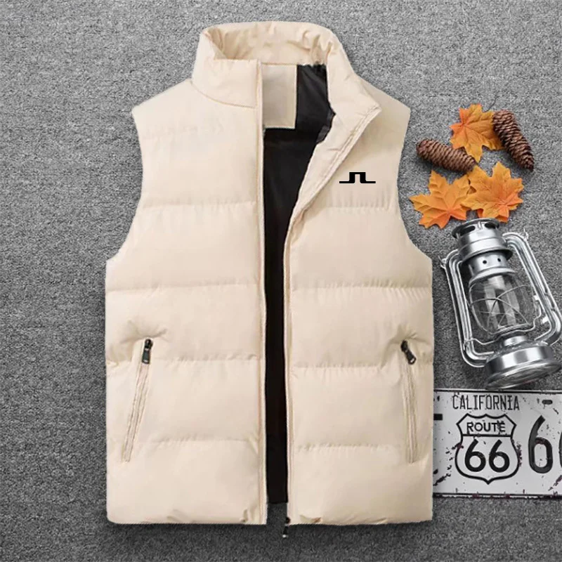 New Men Golf Jacket Fashion Trend Zipper Vest Autumn Winter Down Jacket Men Windproof Warm Vest Jacket J Lindeberg Golf Clothing