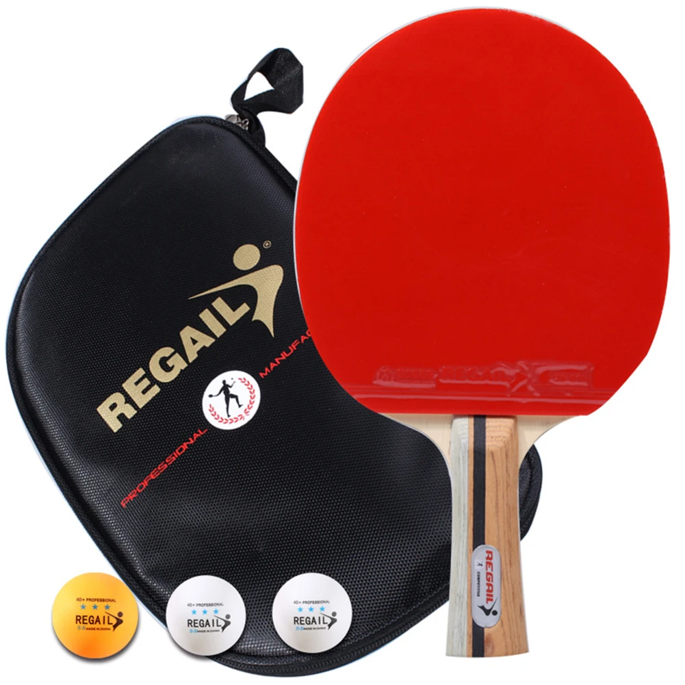 

1-6 Star Strong Spin Table Tennis Racket 7 Ply Wood Ping Pong Bat Paddle Long Handle Entertainment Practise Amateur Training