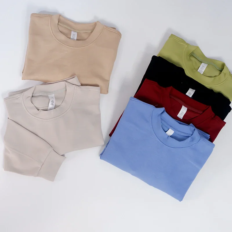 Lulu Oversized Long Sleeve Shirt Cropped Sweatshirt Waist Length Crew Relaxed Fit Workout Top Casual Wear