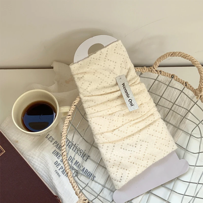 Женские вязаные гетры с люверсами и ромбовидной сеткой расклешенные рукава для