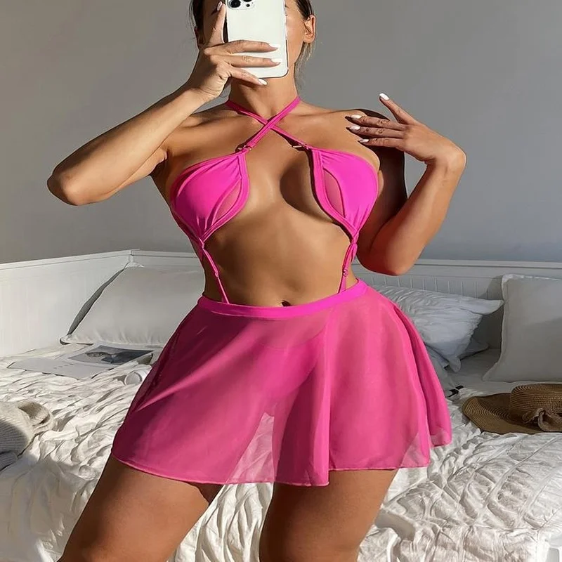 

New 2022 sexy solid color split three-piece bikini no steel ring with chest pad swimsuit women's high-quality fashion swimwear