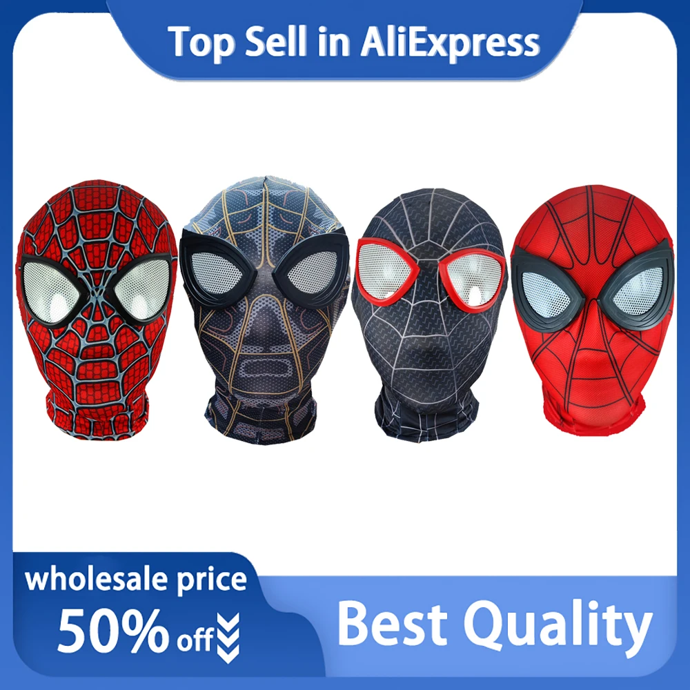 

Halloween Cosplay Accessories Spider-Man Headgear Miles Remy Tony Mask Costume Jumpsuit Bodysuit Role Play Peter For Adult Kid