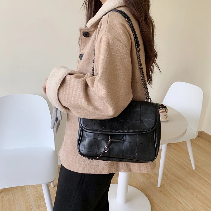 Leather Lingge Pattern Women's Straddle Small Bag Brand Designer Simplicity Girl's Purse Handbag 2022 Women's Shoulder Bag Pu