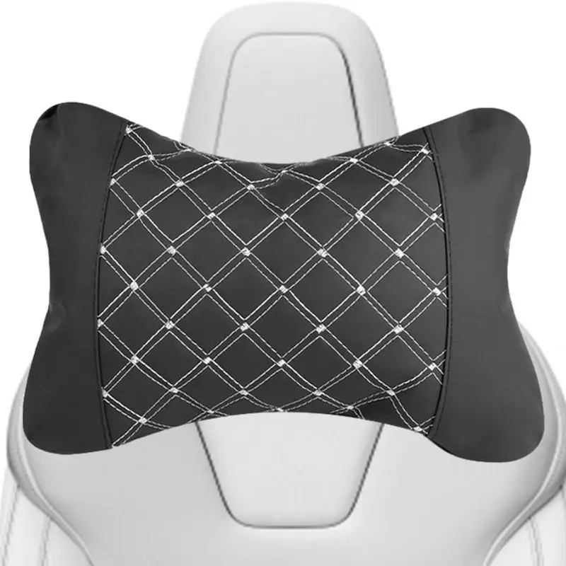 

PU Leather Knitted Car Pillows Headrest Neck Rest Cushion Support Seat Accessories Auto Black Safety Pillow Universal Decor