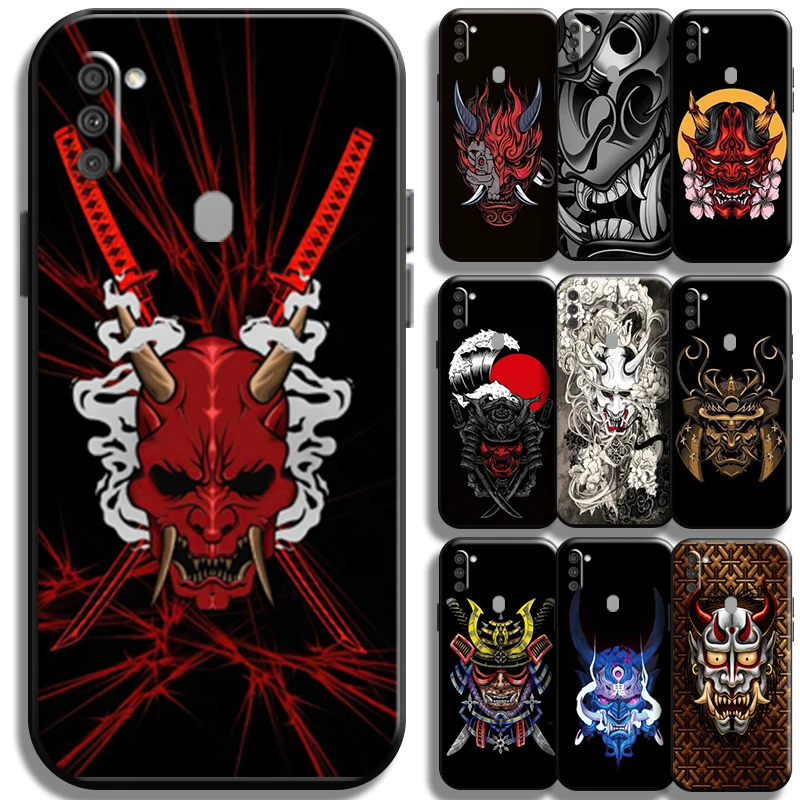 

Samurai Oni Mask Phone Case For Samsung Galaxy M11 Cases Carcasa Back Full Protection Coque Shockproof Liquid Silicon Soft