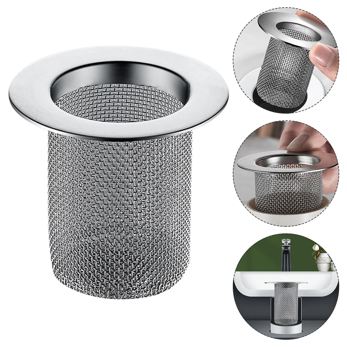

Hair Receiver Filter Food Laundry Room Drain Strainer Stainless Steel Sink Debris Stopper