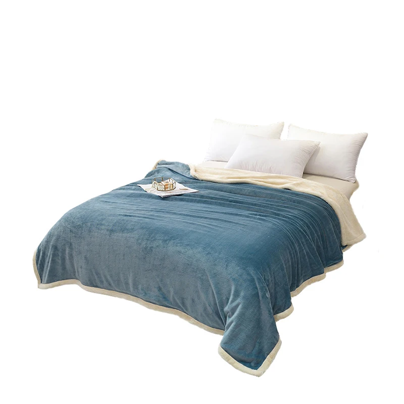 

Solid Color Blanket Double-Layer Thickened Throw Warm Home Office Travel Nap Blankets Kids Adults Lamb Fleece Flannel Covers