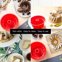cake molds silicone 9 inch bakeware non stick mousse chiffon pudding jelly ice creams red blue large hollow round kitchen tools