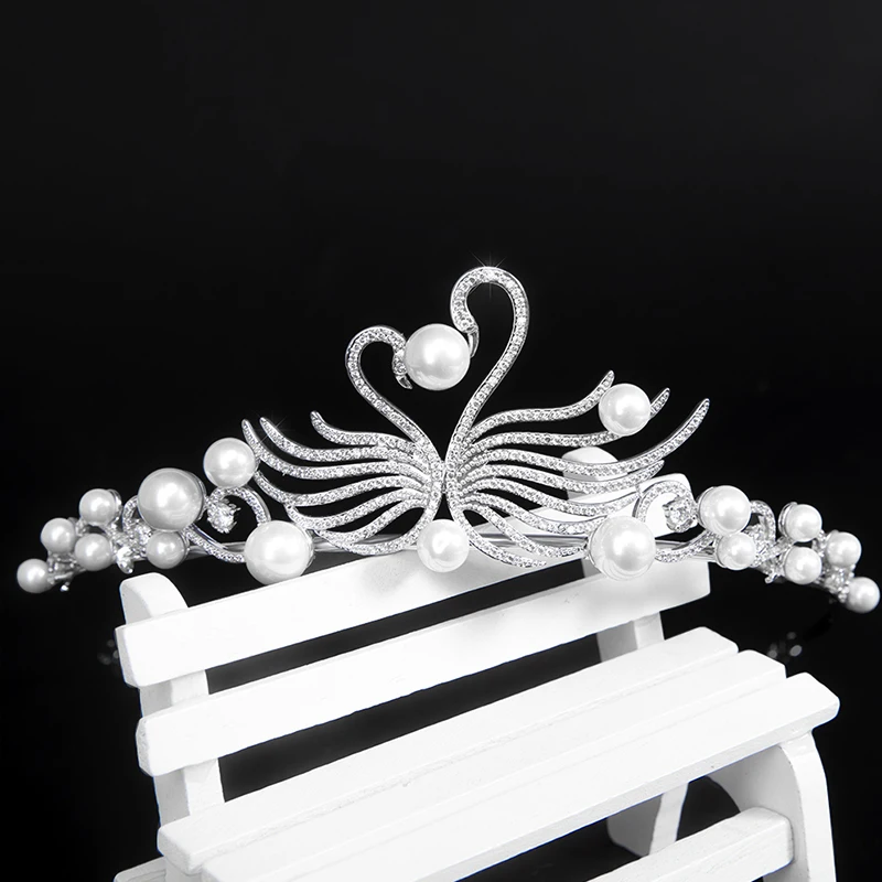 Женские тиары YYSUNNY в виде двойного лебедя Очаровательная корона принцессы для