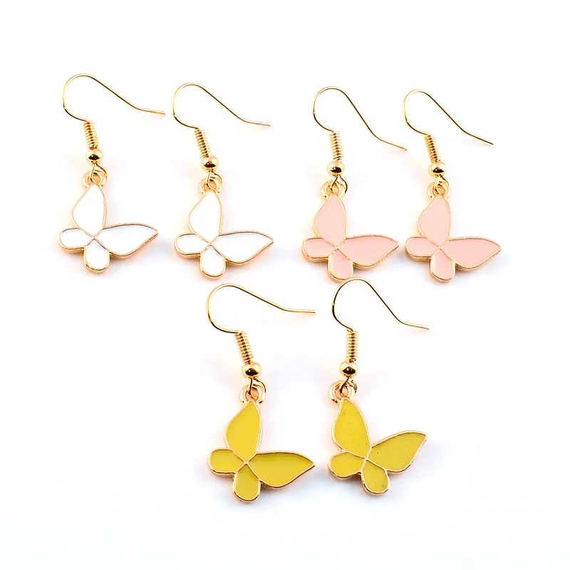 

Fashion Solid Color Butterfly Earrings 2022 New Trendy Girl Heart Cute Sweet Simple Oil Drop Butterfly Earrings