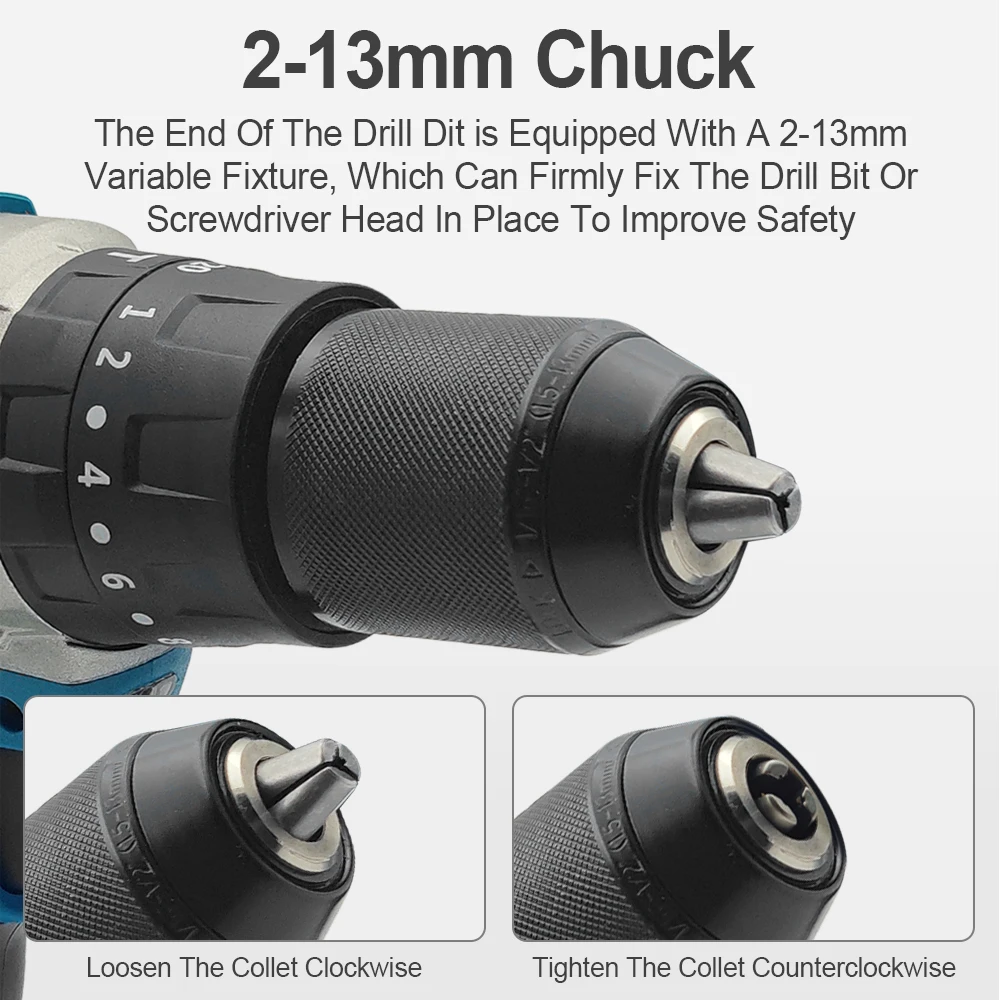 13 мм бесщеточная электрическая дрель 2 скорости молоток беспроводная отвертка 20 +