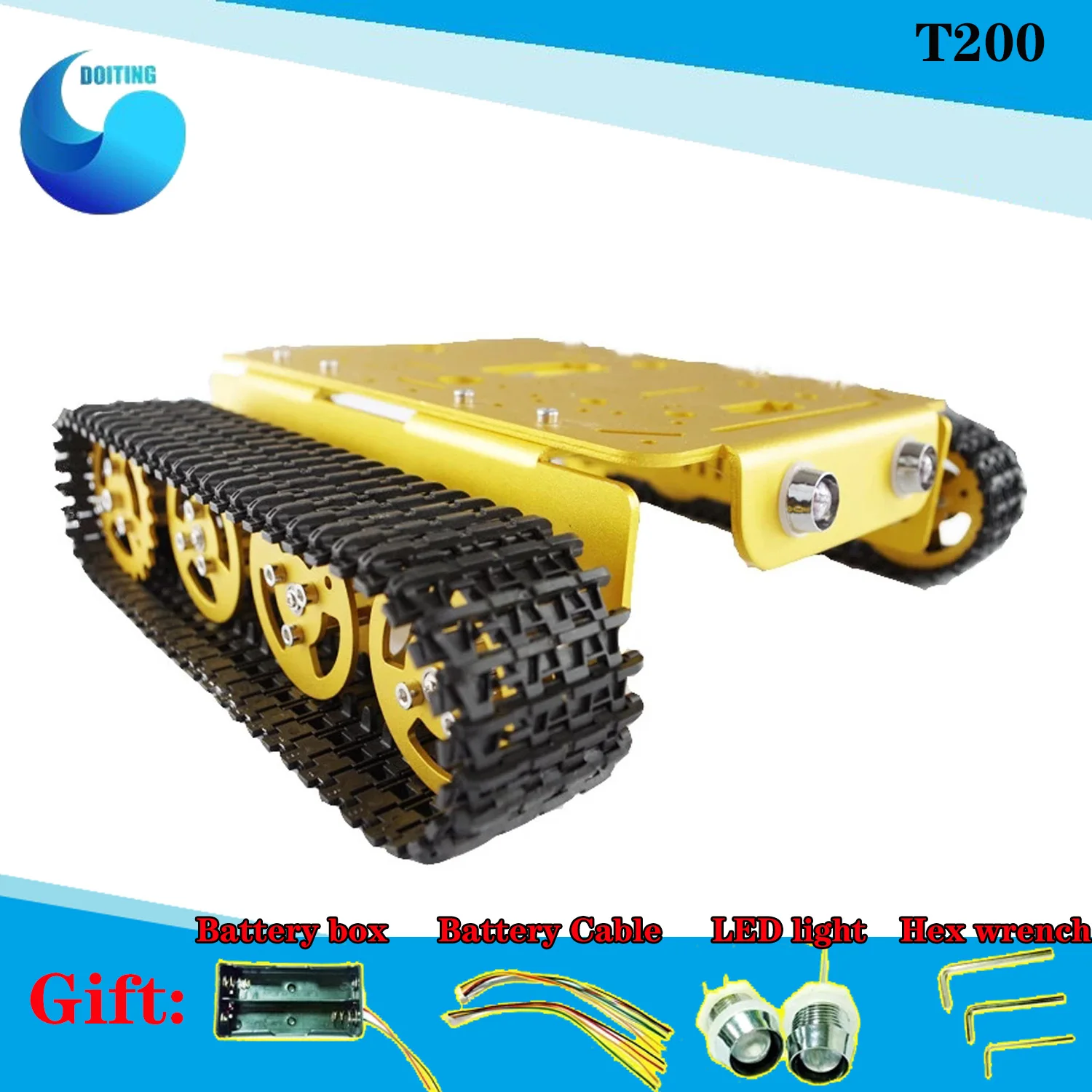 

DOIT T200 RC metal Tank Chassis with Bearings Caterpillar Tractor Crawler Intelligent Robot Car Obstacle Avoidance DIY Toy