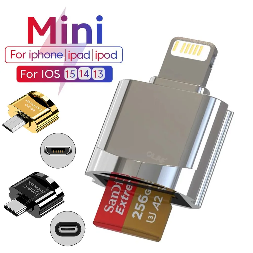 

Устройство для чтения карт Micro SD для iPhone, USB 2,0, USB Type C, TF, OTG