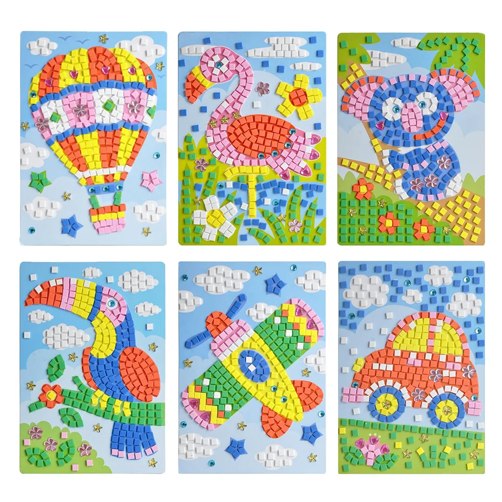 

Stickers Mosaic Sticker Children 3D Decals Cartoon Painting Diy Mosaics Kids Crafts Sticky Eva Puzzle Toys Learning Crystal Kit