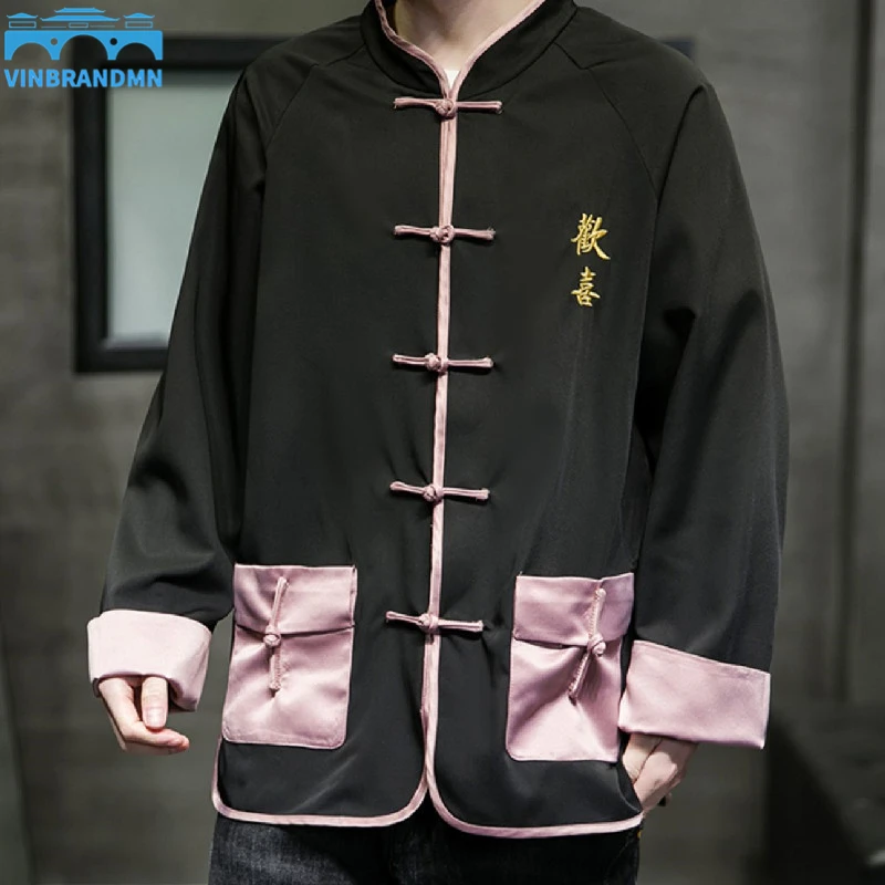 

Vinbrandmn 2022 костюм Тан ханьфу Мужская рубашка Кунг-фу тайчи кардиган в китайском стиле традиционный Топ Ретро брикет куртка