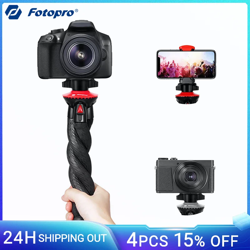 

Fotopro Universal Camera Tripod Flexible Phone Tripods for iPhone 13/Samsung Tripod for Camera Mirrorless DSLR Sony Nikon Canon