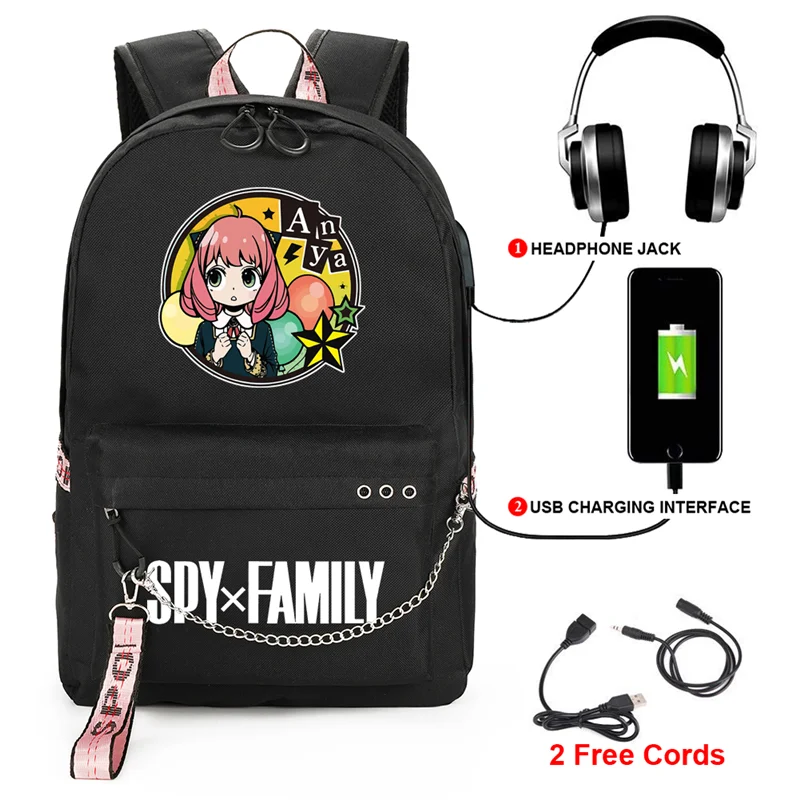 

Spy x Family Bond Backpack with USB Charging Port Cute Anya Cosplay Bookbag for Boys Girls Back to School Mochila