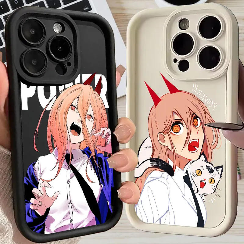 Chainsaw Man Anime Girl Power Makima Phone Case For iPhone 16 15 14 13 11 Pro Max 12 Mini Funda Plus Soft Cover