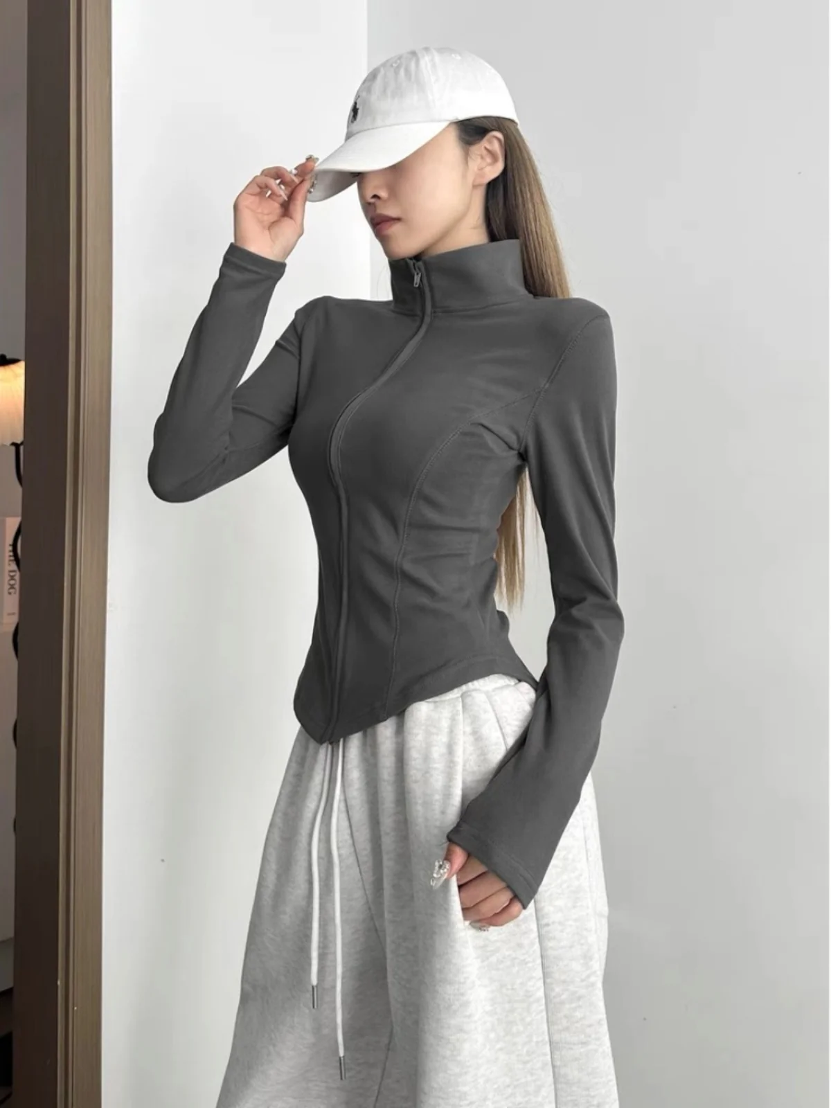 Большие размеры Chubby Girl Американская рубашка с полувысоким воротником на молнии