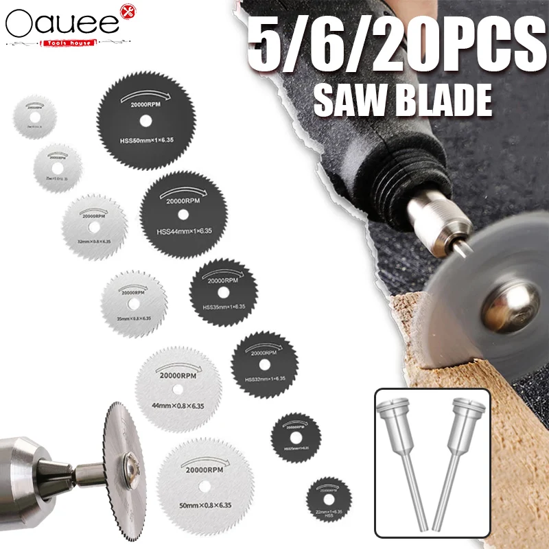 

5/6/20pcs Hss Metal Circular Saw Disc Rotating Drilling Tool For Wood Plastic Metalworking Mini Saw Blade Cutting Accessories
