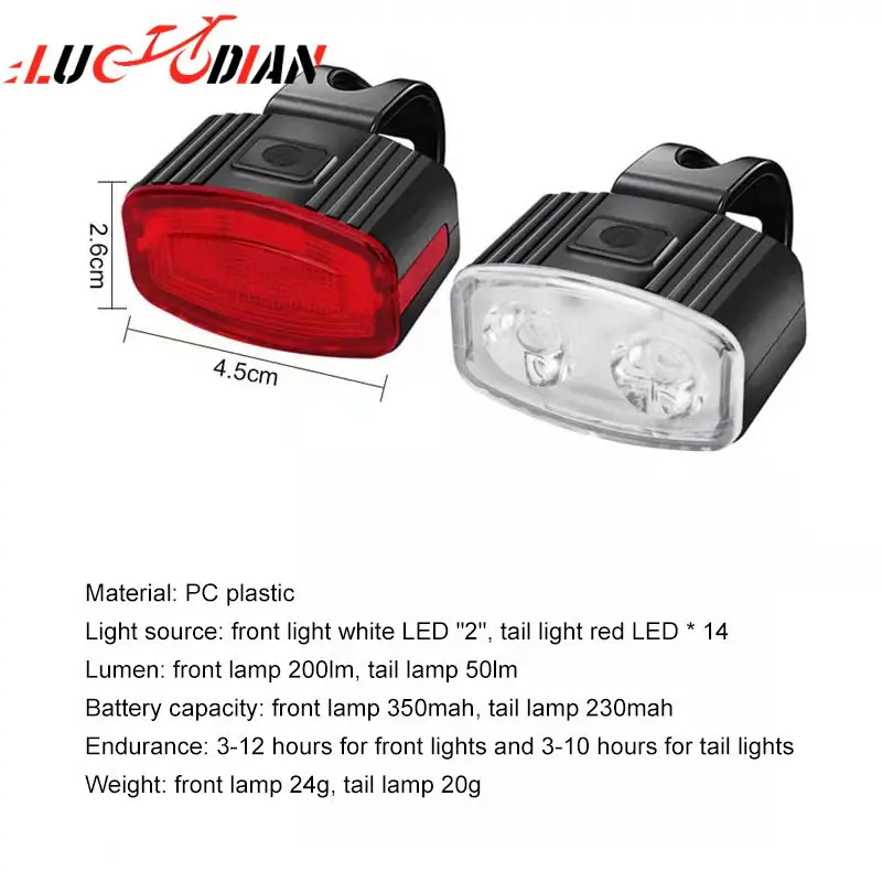 

Multiple Modes Headlight Usb Charge Late-model Mountain Bike Headlights Long Endurance Tail Light Riding Equipment