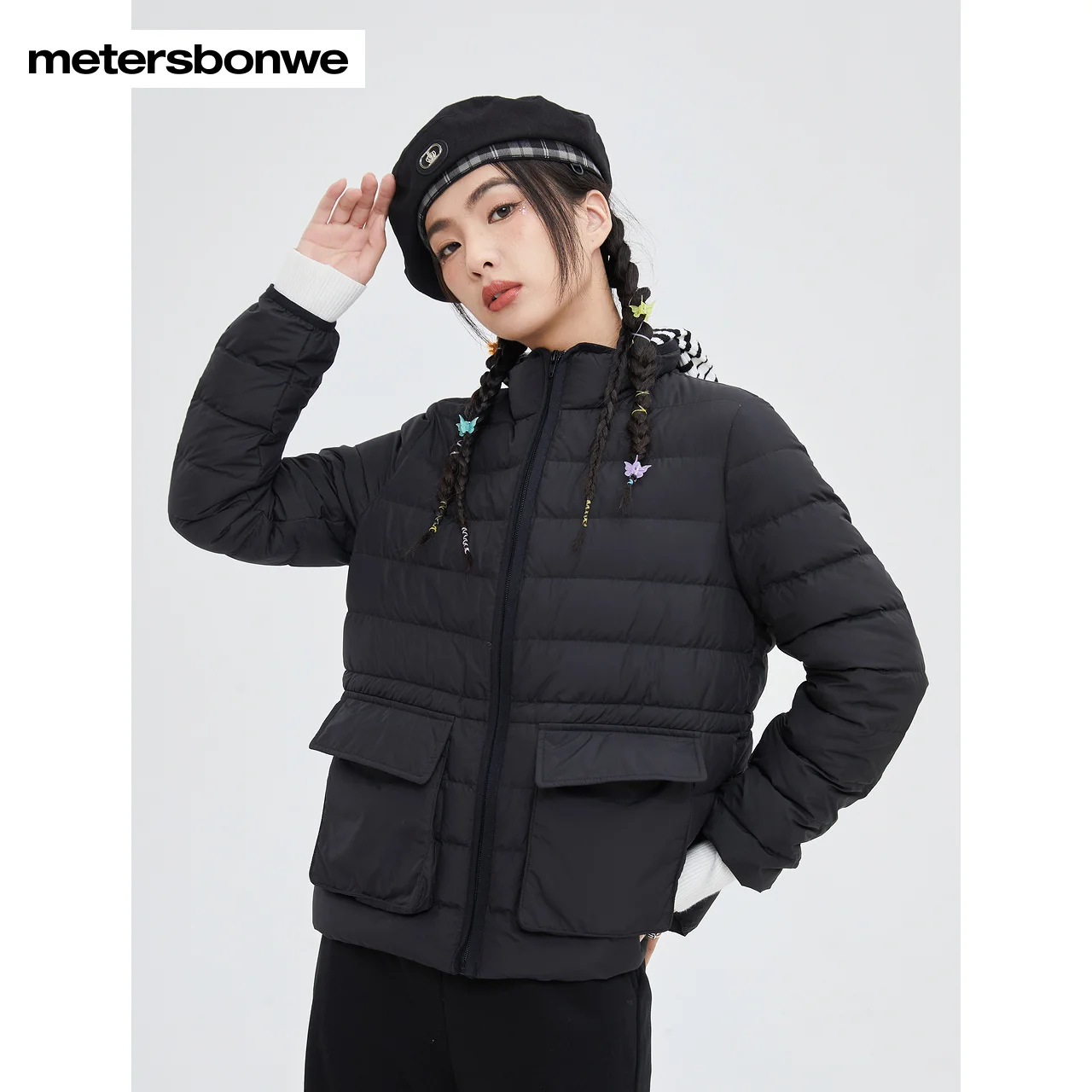 Metersbonwe Women's 22New Winter Spring Women's Multi-Coloured Down Jacket Solid Color Youth Casual  Ultra Light Thin Warm Wear