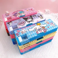 sanrio cartoon melody kuromi cinnamoroll double sided stationery pencil box kids multi function pencil box with pencil sharpener