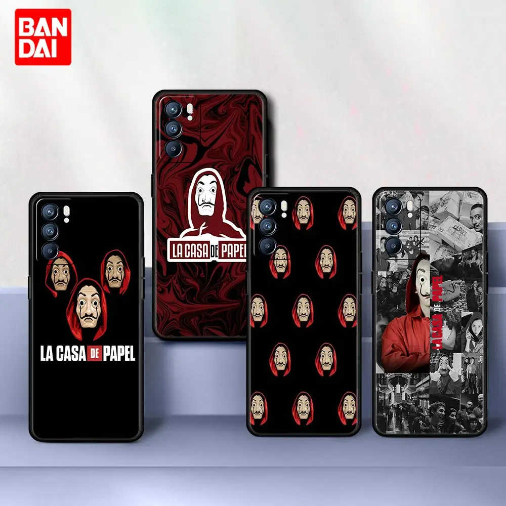 

La Casa De Papel Popular Case for Oppo A53 A52 A3s A12 A9 A15 A31 A54 A74 A93 A94 F5 F11 Find X2 Pro Lite Black Cover Silicone