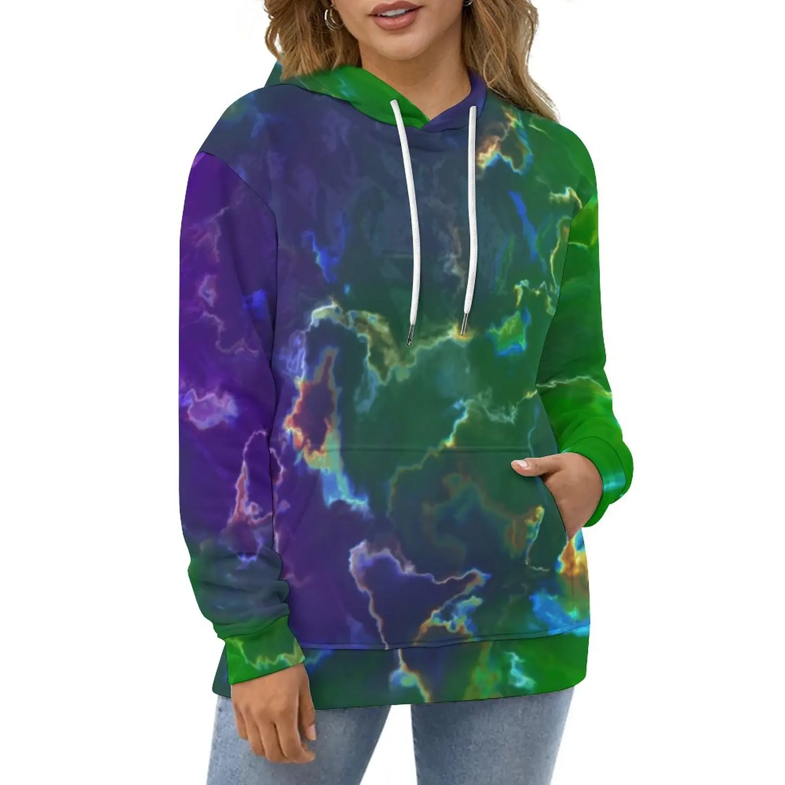 

Colorful Splash Hoodies Woman Abstract Ink Print Street Fashion Casual Hoodie Winter Long-Sleeve Pretty Pattern Sweatshirts