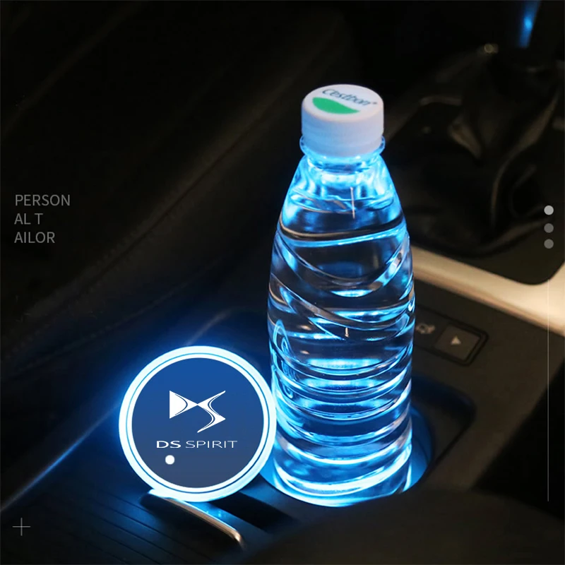 

2Pcs Luminous Car Led Cup Coaster Non-slip Mat Atmosphere Light for DS Spirit DS3 DS4 DS5 DS 5LS DS6 Accessories