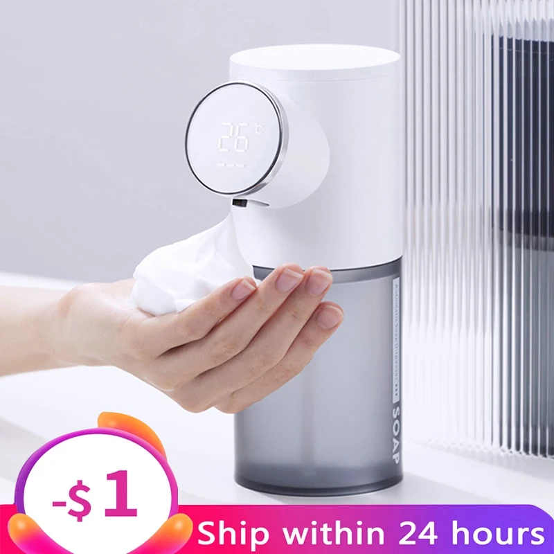 320ML Liquid Foam Soap Dispensers USB Rechargeable Temperature Display Automatic Dispenser Soap Foam Hand Sanitizer Wash Machine