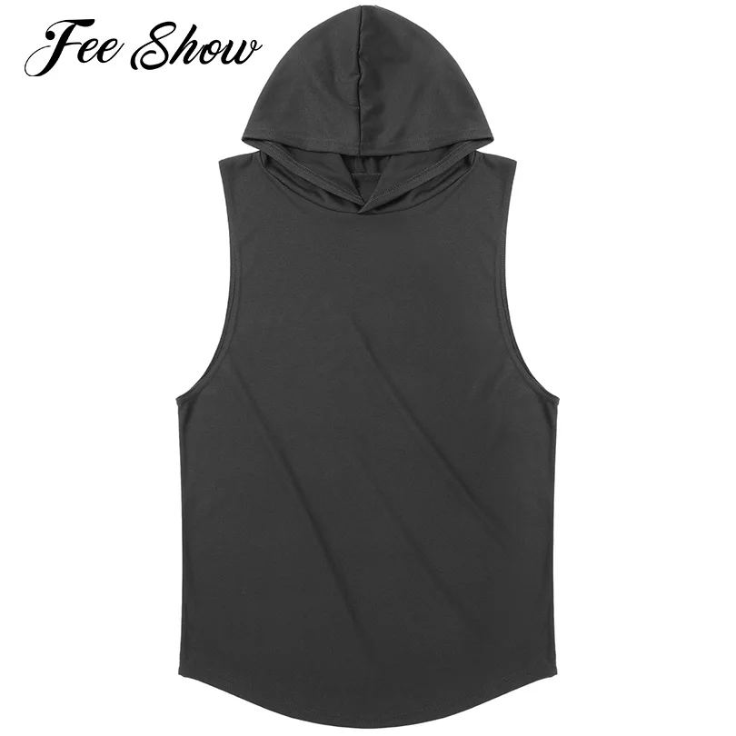 

Men Breathable Hooded Hoodie Running T-Shirts Tank Top Sleeveless Casual Vest Singlets Sport Top for Gym Fitness Jogging Workout