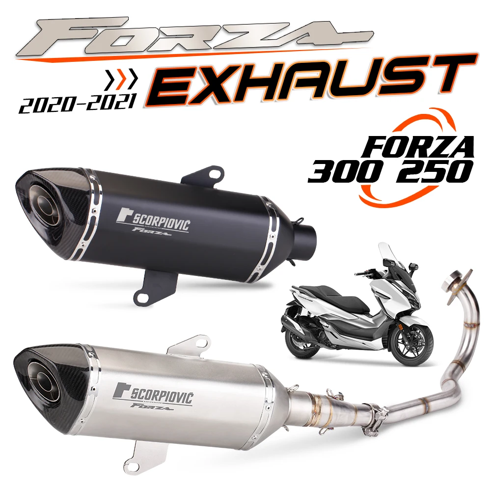 

For HONDA Forza300 Forza 300 Motorcycle Exhaust Muffler Modified Connection Middle Tube Link Pipe 51mm With Removeable DB Killer