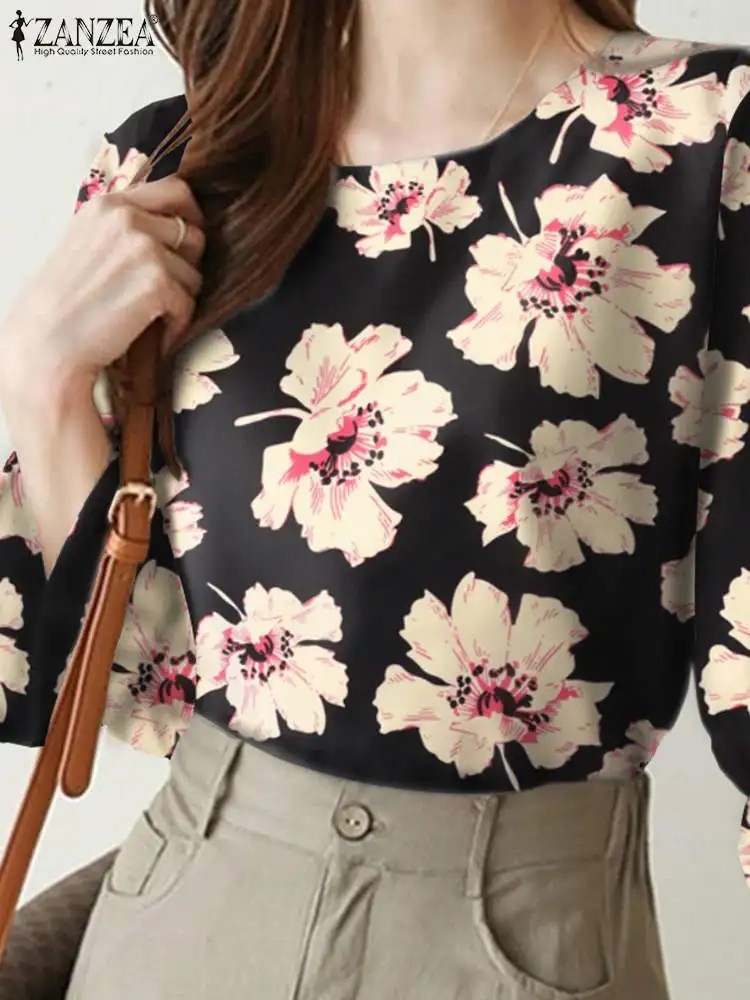 

Женская летняя блузка с цветочным принтом и оборками