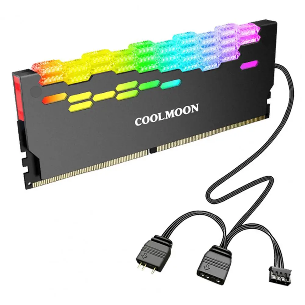 

COOLMOON Durable Memory Heatsink Efficient Multi-interface Sturdy Brilliant Light Effect Desktop Memory Cooler