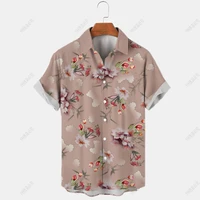 new 3d print hawaiian shirt mens casual short sleeve v neck oversized harajuku fashion top 5xl new