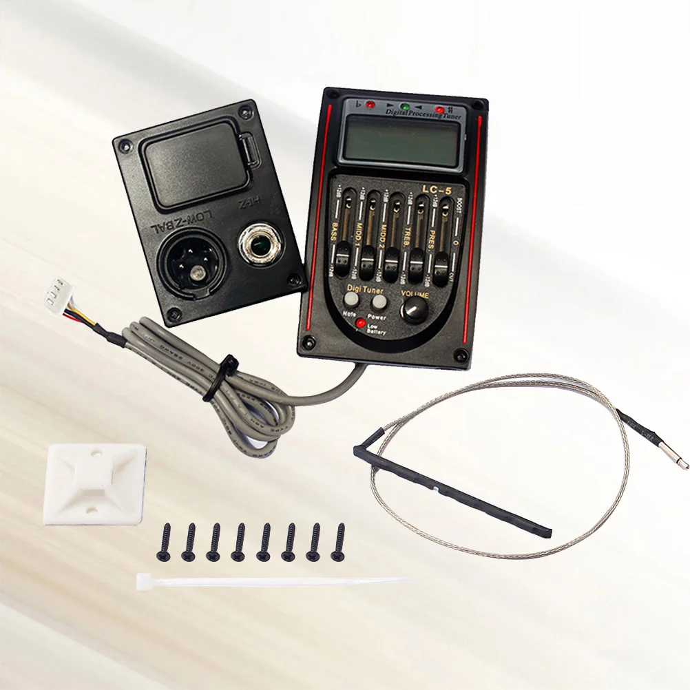 

LC-5 5-Band Guitar Pickup Auto Manual Tuning Mode EQ Tuner Guitar Preamp Equalizer Red Piezo Pickup without LC05A