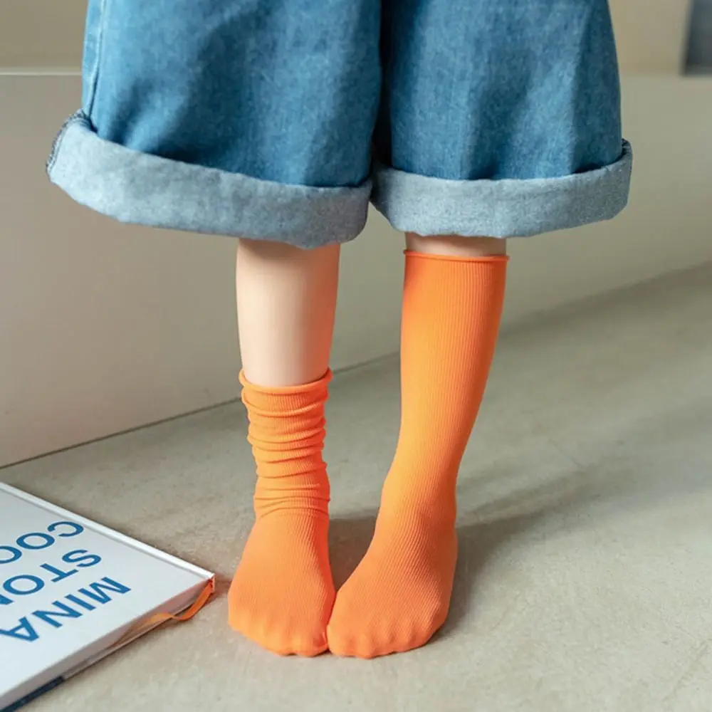 

Cute Solid Color Children Breathable Preppy Style Pile Sock Korean Style Stocking Baby Hosiery Girls Ultra Thin Socks