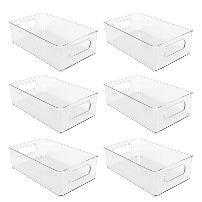 

New-6 PCS Refrigerator Organizer Bins,Vegetable Organizer With Handle Stackable Fridge Clear Cabinet Organizer For Kitchen