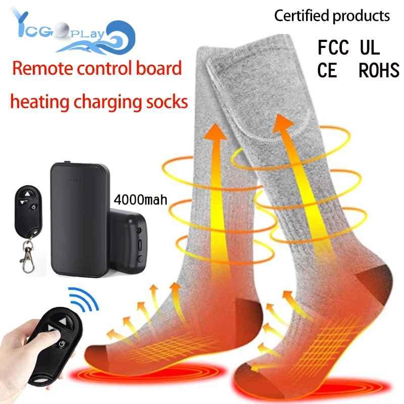 4000mAh Remote Control Thermostat Winter Heated Socks Men's Women's Heating Foot Warmer Electric Socks Outdoor Ski Sports Socks