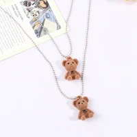 1 pc brown bear necklace teddy bear pendant chain necklace bear long sweater neck chain cute collar jewelry gift for girls women