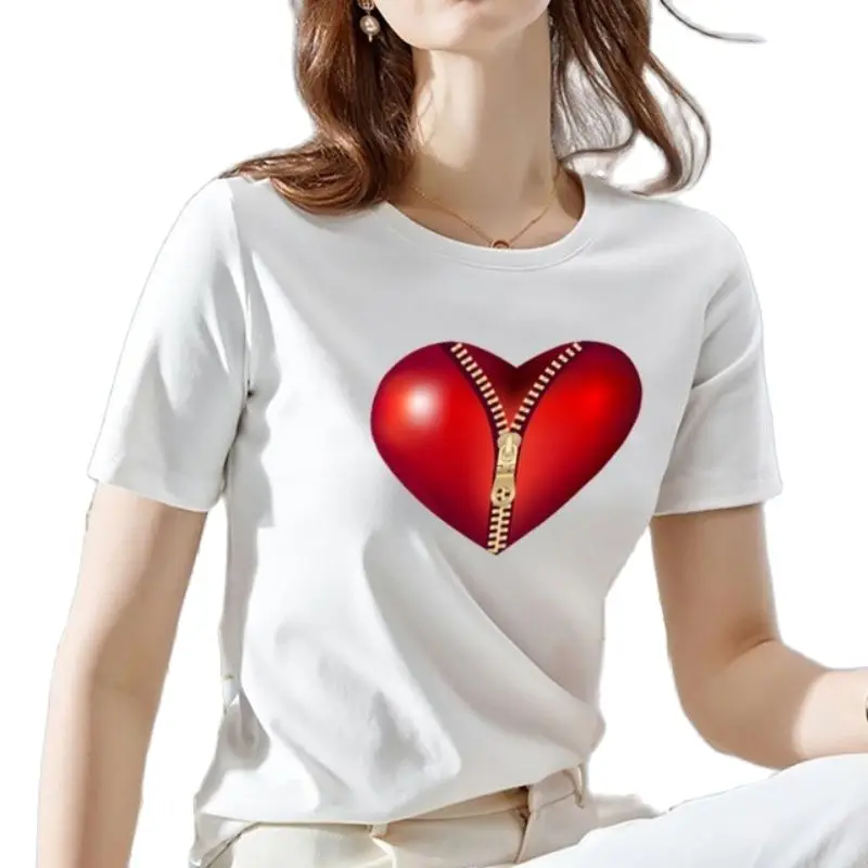 

Женская футболка большого размера с коротким рукавом и принтом в виде надписей «Love», Европейская и американская мода, футболка для девушек с круглым вырезом