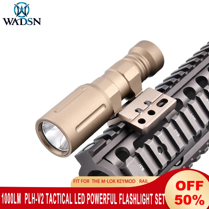 

WADSN Tactical PLHV2 Flashlight 1000lumens High Output Airsoft Gun Scout Light AR15 Hunting Weapon Light fit keymod m-lok rail
