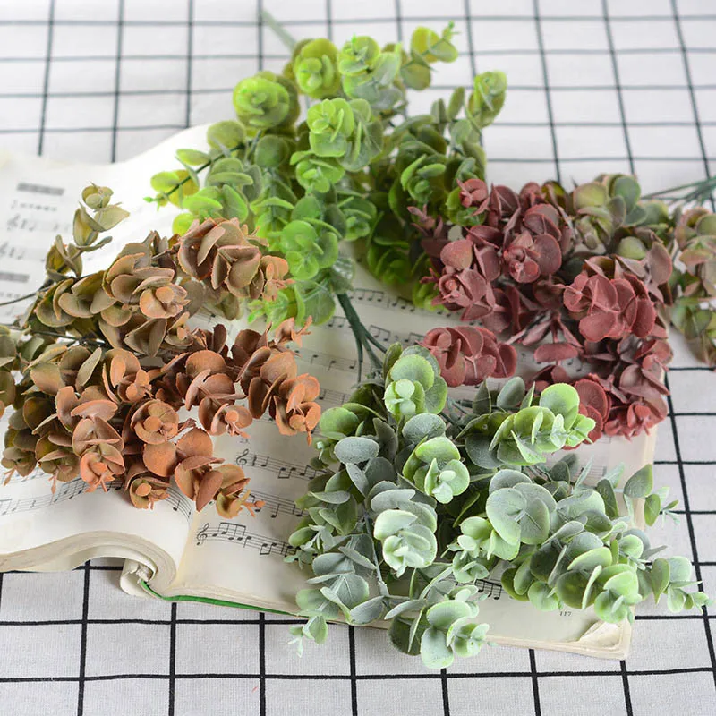 

Искусственные растения эвкалипта, зеленые листья, пластиковые ветки эвкалипта, листья, Свадебный декор, домашняя композиция для стола