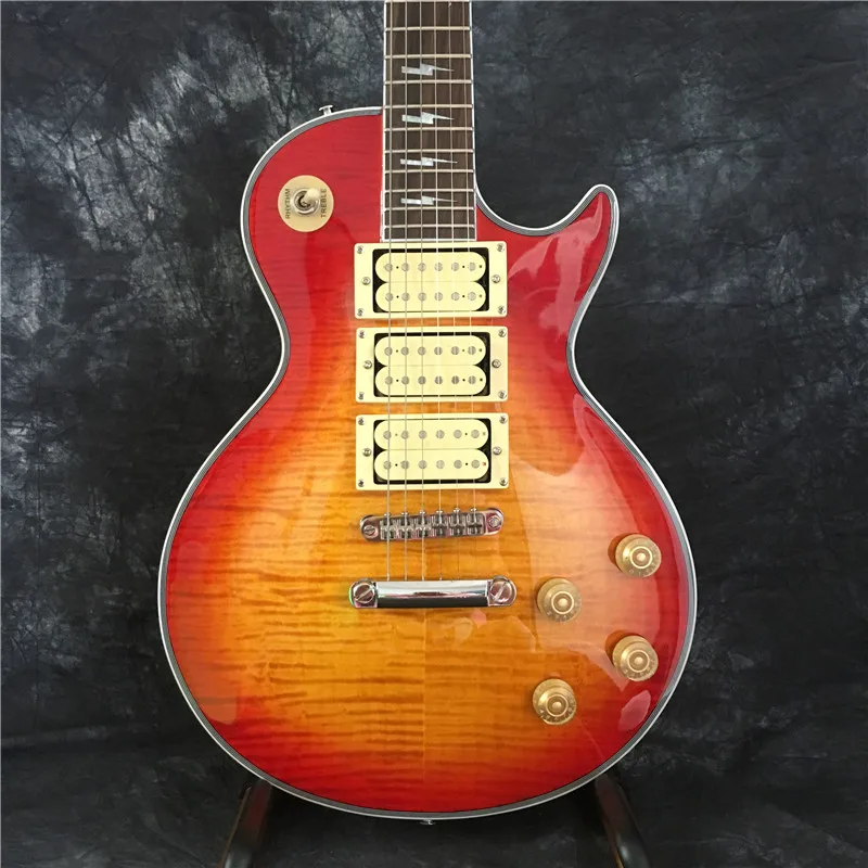 

Новая подпись Ace frehley 3 пикапа винтажные годы вишня sunburst электрическая гитара AAA резная Кленовая верхняя фигурная гитара