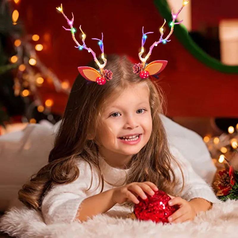 Светодиодный пара, светодиодная заколка для волос в виде оленя