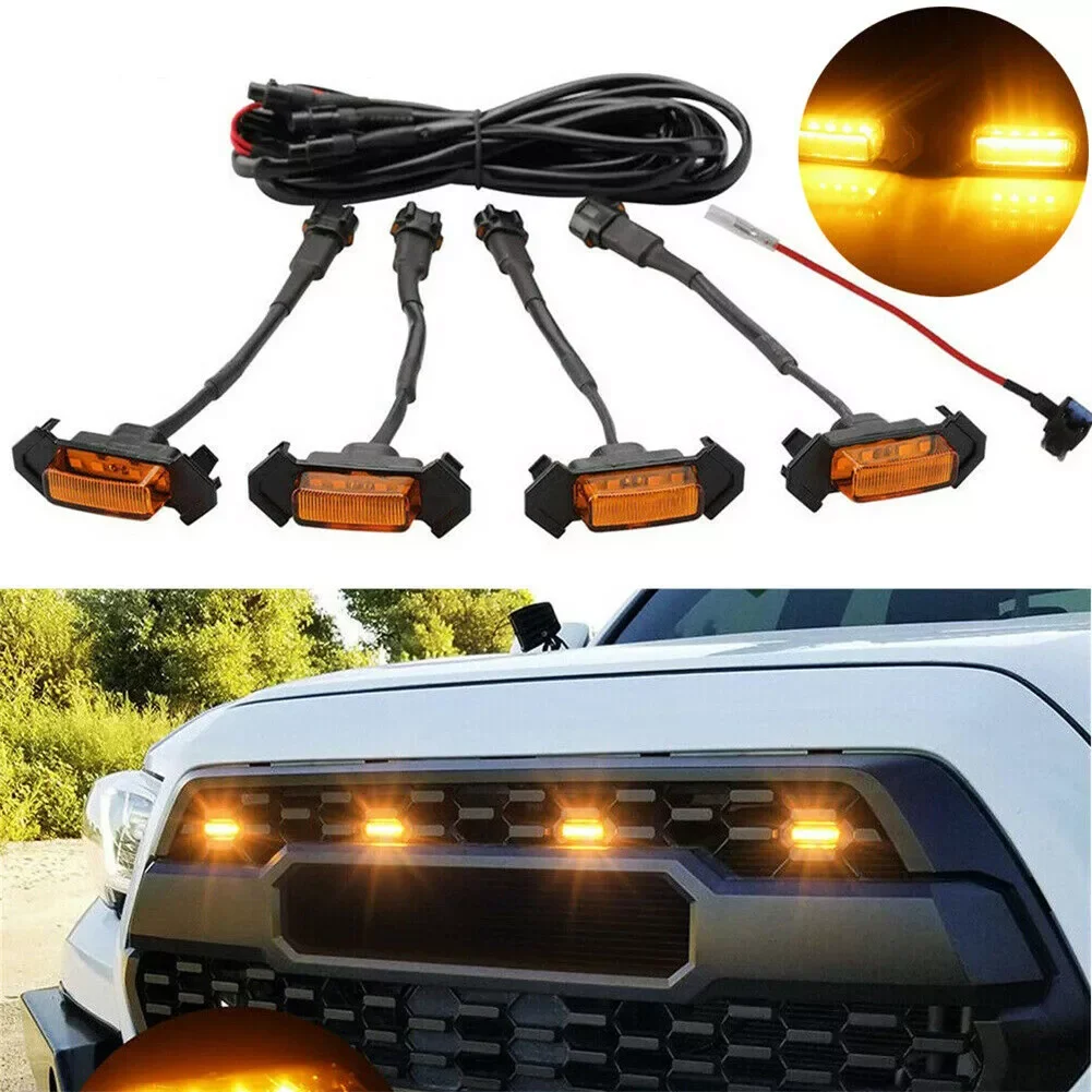 

4x Car Grille LED Lights Kit For Toyota RAV4 2019-2021 12-24V DC Auto Front Grille LED Light Raptor Style Grill Cover Kits