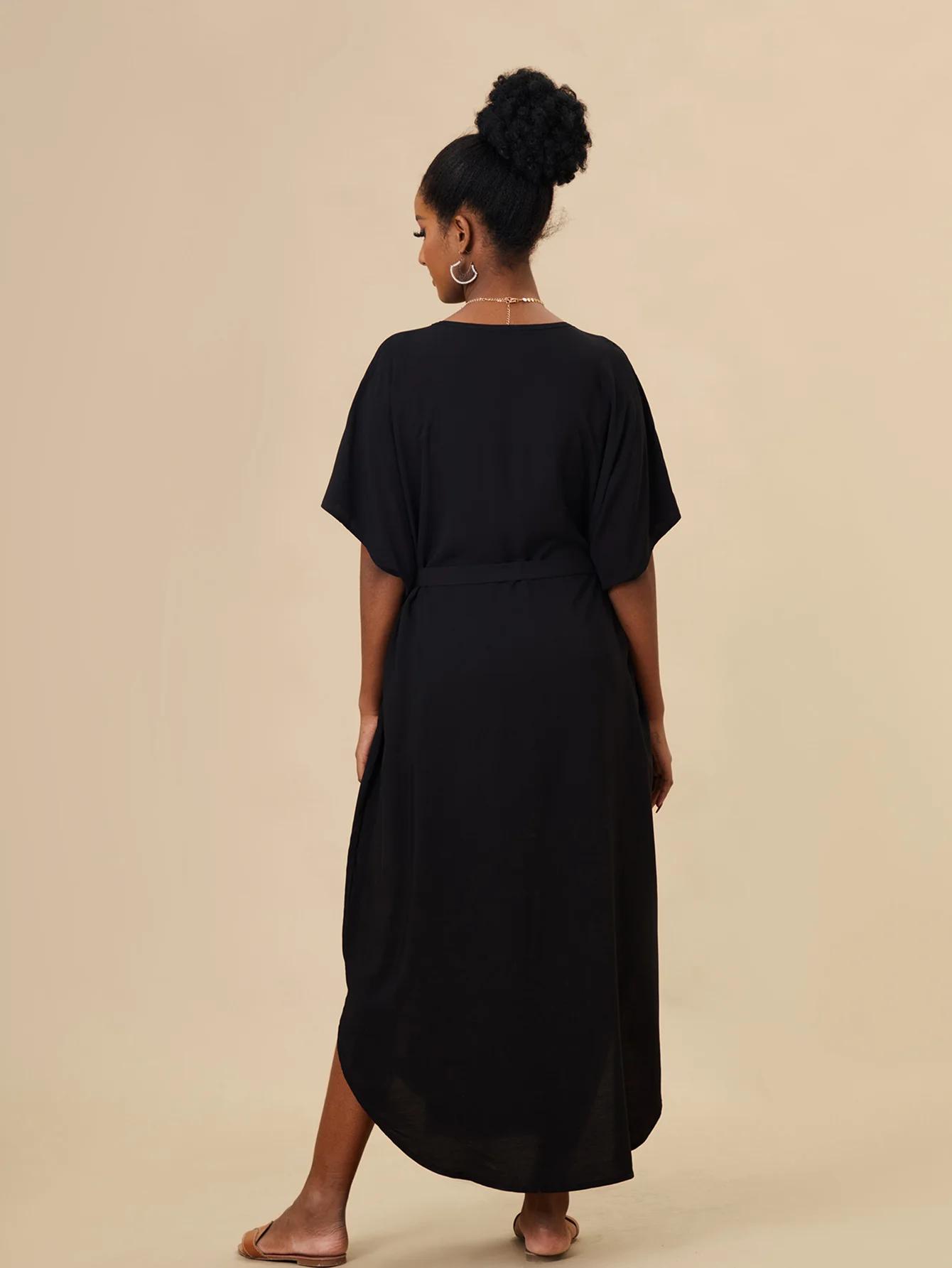 Длинное Платье-кафтан В Богемном Полоску Женская Пляжная Одежда Больших